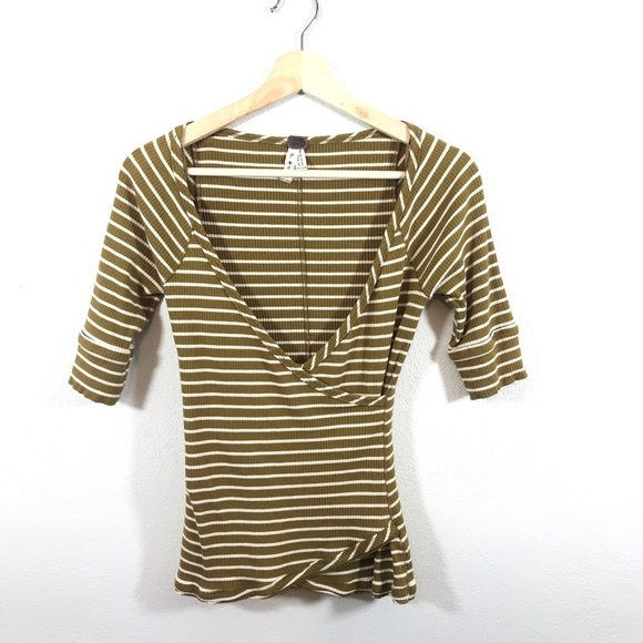 Free People We the Free Striped Faux Wrap Top - Picture 1 of 4